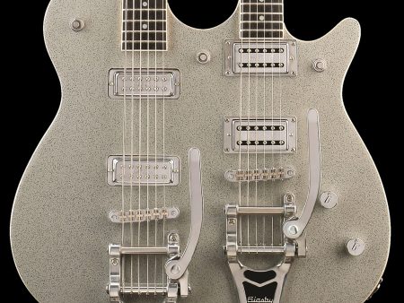 Gretsch G5566 Electromatic Jet Double Neck Baritone Electric Guitar Silver Sparkle Discount